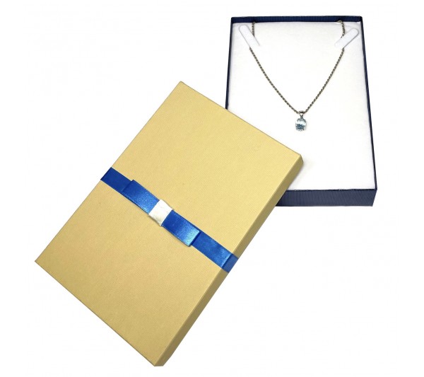 Huston Collection Blue Bowtie Necklace Box 5"x7 1/8"x1 3/8"H